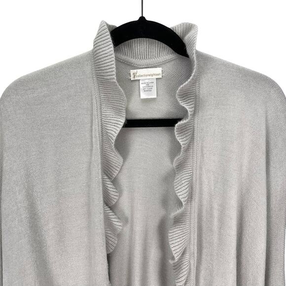 COLLECTION EIGHTEEN Women's LONG CASCADING RUFFLED CAPE Gray ONE SIZE - Picture 3 of 6